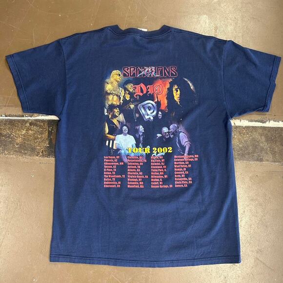 Vintage 2002 Dio Scorpions Deep Purple Band Tee Classic Rock Tour Y2K Graphic - Picture 4 of 4